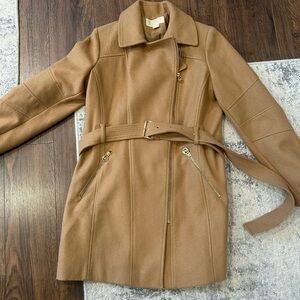 MICHAEL Michael Kors Tan Belted Pea Coat
